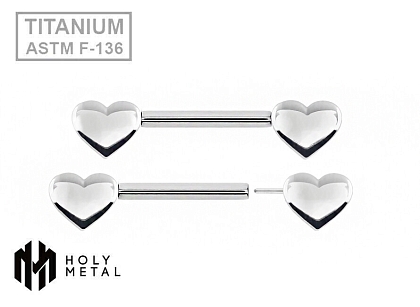 Штанга для пирсинга груди безрезьбовая Hearts 1.6 мм (14 G)